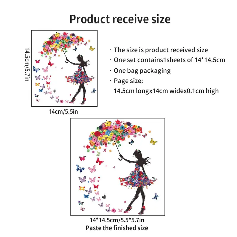 Butterfly Flower Umbrella Girl Switch Sticker Decorative Wall Sticker Bedroom Switch Socket Sticker Self-adhesive 5