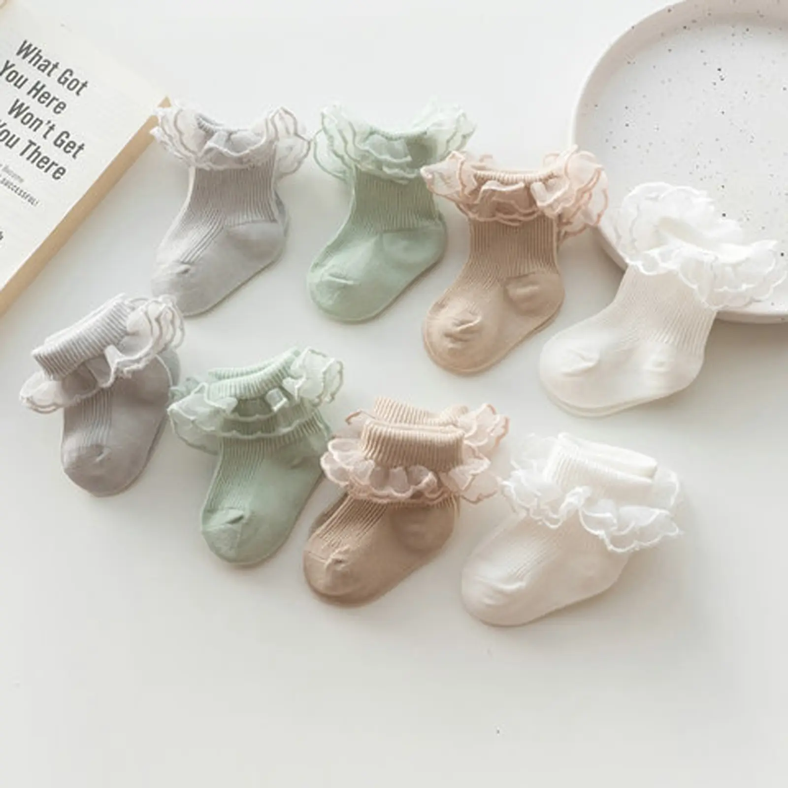 Baby Socks for Girls Lace Ruffles Toddler Sweet Anti-Skid Princess Socks Spring Fall Cute Kids Socks