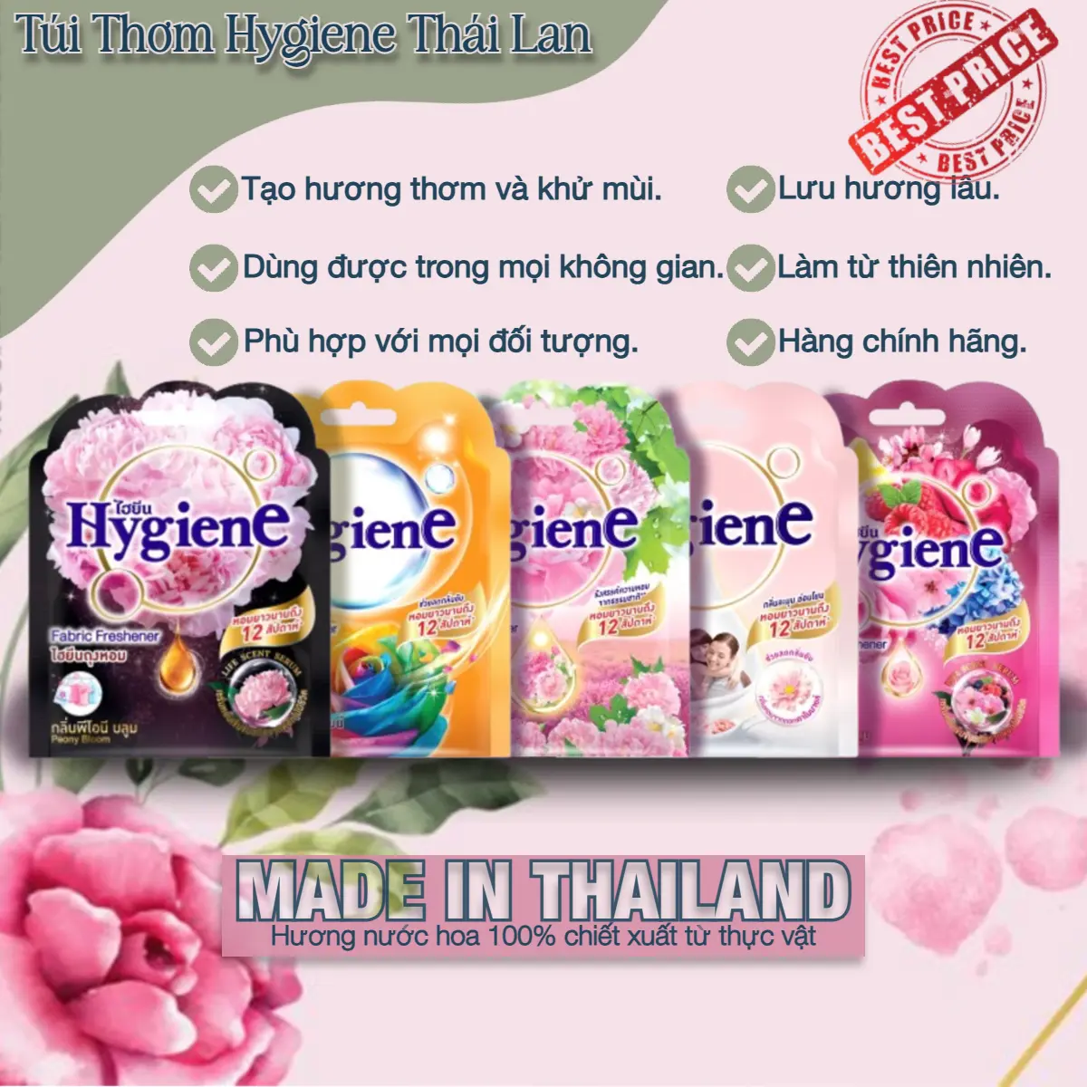 Túi thơm nước hoa Hygiene Thái Lan, Túi thơm nội địa Thái