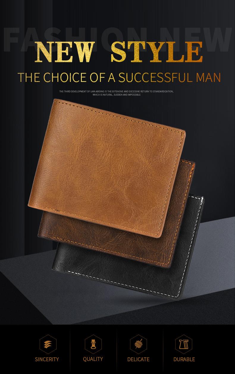 Product Introduction of Horizontal Wallet Wholesale Men's Short Wallet Men's Student Leather Wallet Retro Wallet No Logo Factory In Stock 8