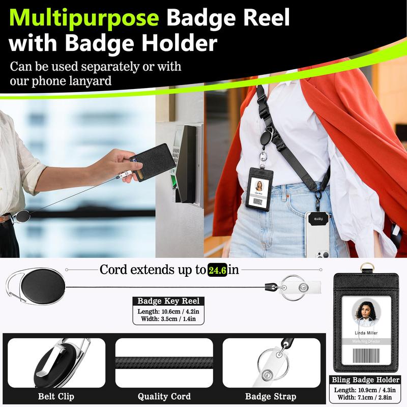 Product Introduction of Adjustable Crossbody Cell Phone Lanyard with Phone Patch & Retractable ID Badge Card Holder, Phone Neck Strap Accessories for Women & Men, Neck Strap 2