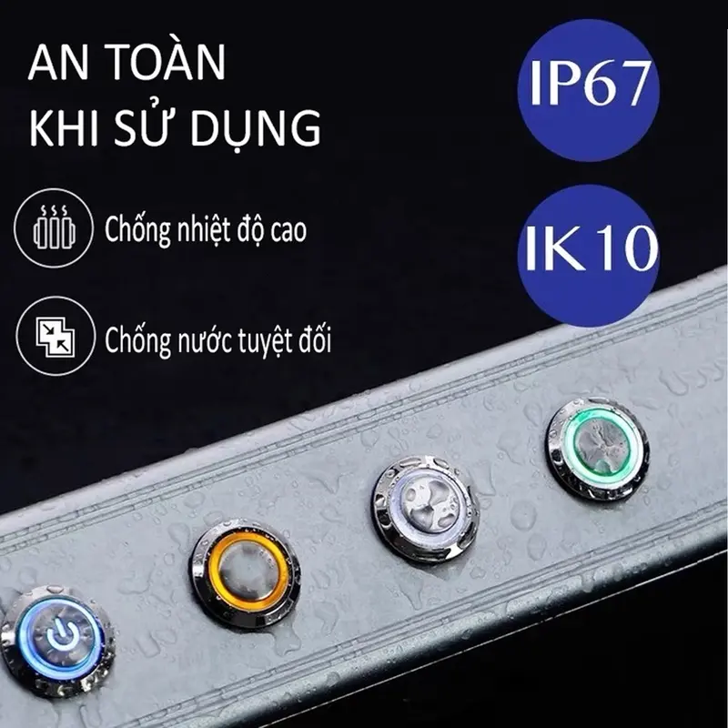 Nút công tắc on/off 16mm, Kiểu nhấn Tự khóa, Vỏ Kim loại có đèn LED, Điện áp 5V-24V, 110-220V 5