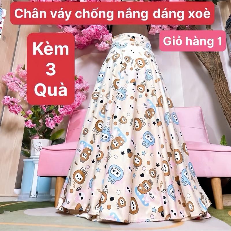 VÁY chống nắng dáng xòe thời trang cao cấp CÓ DÂY CỘT EO . Chất kaki lụa và umi . Freesize . chiều dài 100cm . Bề ngang 2m3 tặng vớ lót lông . Bao tay len và quà ngẫu nhiên
