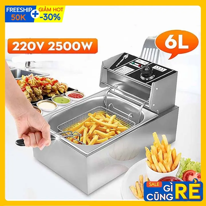 Bếp chiên nhúng điện đơn 6L chuyên đồ ăn nhanh KFC 0