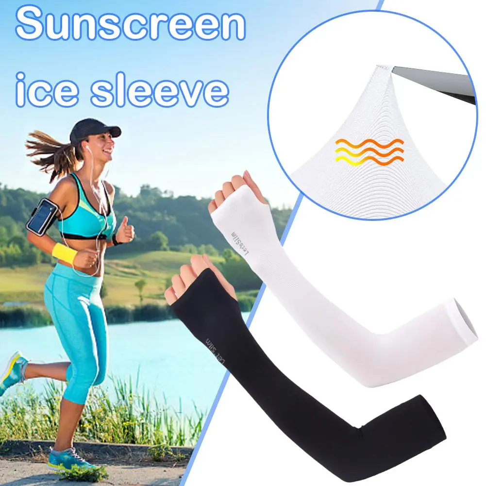Tay Áo Chống Tia UV Cho Nam Và Nữ, Bảo Vệ Cánh Tay Đạp Xe Ngoài Trời, Tay Áo Lụa Băng