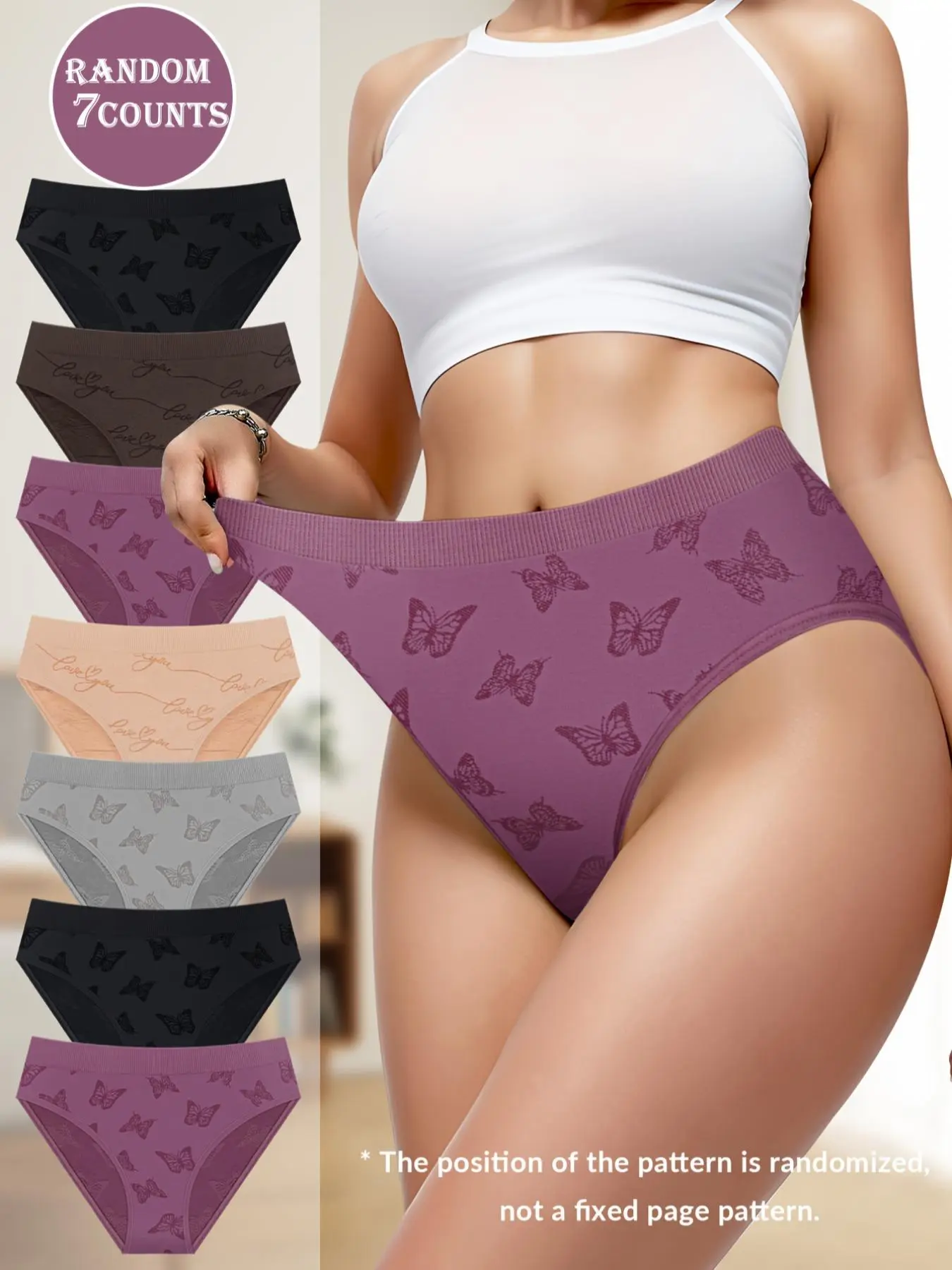 Women's Butterfly Print Panty, Soft Comfortable Breathable Knicker for Daily Wear, Underwear for All Seasons