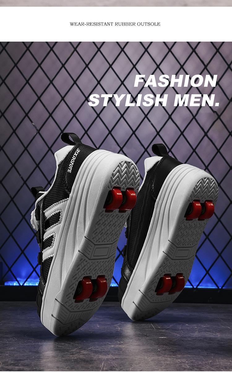 Product Introduction of Factory Direct Sale 2024 New Style Heelys Shoes Mesh Girls' Children's Roller Shoes Four-Wheel Double-Row Shoes 15