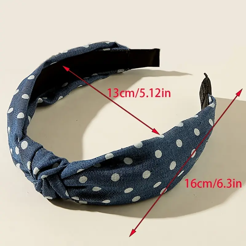 3pcs Denim Striped Dot Headband Women's Fashion Simple Blue Hair Accessories 3