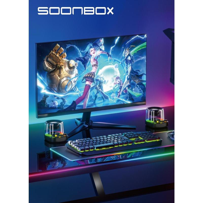 SOONBOX S301 Mini Speaker Bluetooth Portable 5.3 Wireless 10W Bass HifI 360 Sound + LED Light Mechanical Button 2