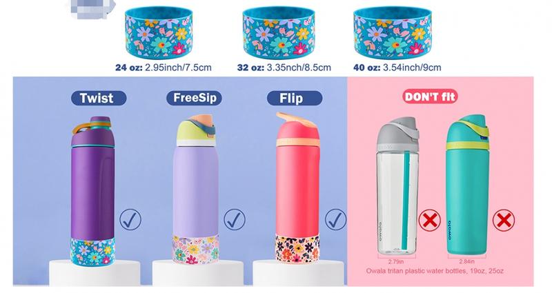 Product Introduction of 7.5cm & 9cm silicone water bottle boot for owala 24oz 40oz, anti-slip protective sleeve bottom bumper protector for freeshi, twist Cover Cup Drinkware Mug Tumbler Colorful 21