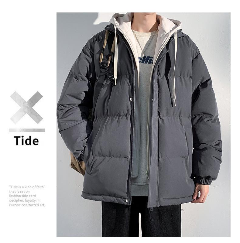 Product Introduction of 2025 Autumn and Winter New Couple's Cotton-Padded Coat Men's False Two Pieces Casual Jacket Loose Detachable Hooded plus Size Women's Bread Coat 17