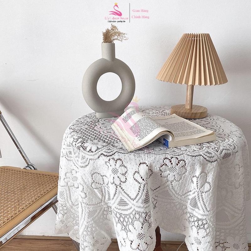 717 Mart Khăn trải bàn phối ren hoa cho bàn chữ nhật bàn tròn bàn vuông nhiều kích cỡ lựa chọn trang trí nhà cửa