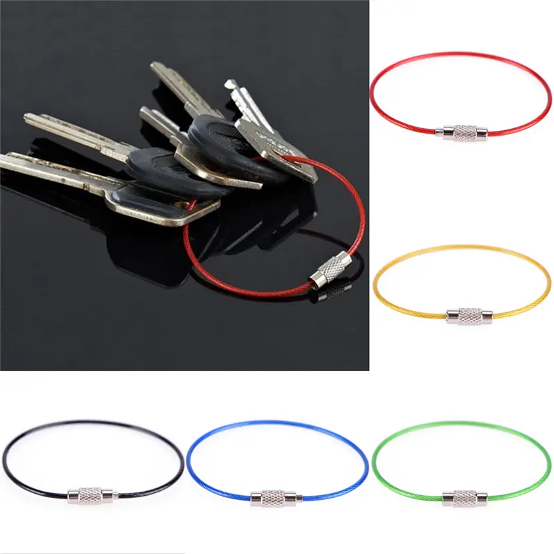 Móc Khóa Dây Thép Không Gỉ, 5 Cái, Dây Cáp, Vòng Chìa Khóa, Dây Chuyền Ngoài Trời, Đi Bộ Đường Dài, Thời Trang 2
