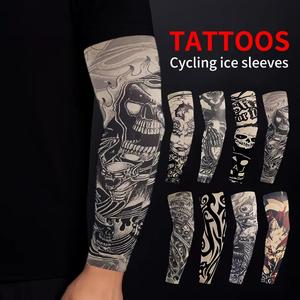 BABULIN Tattoo Arm Sleeves(2PCS)UV Dust Hand Sock Ice Silk Fishing Motorcycle Bicycle Men Unisex