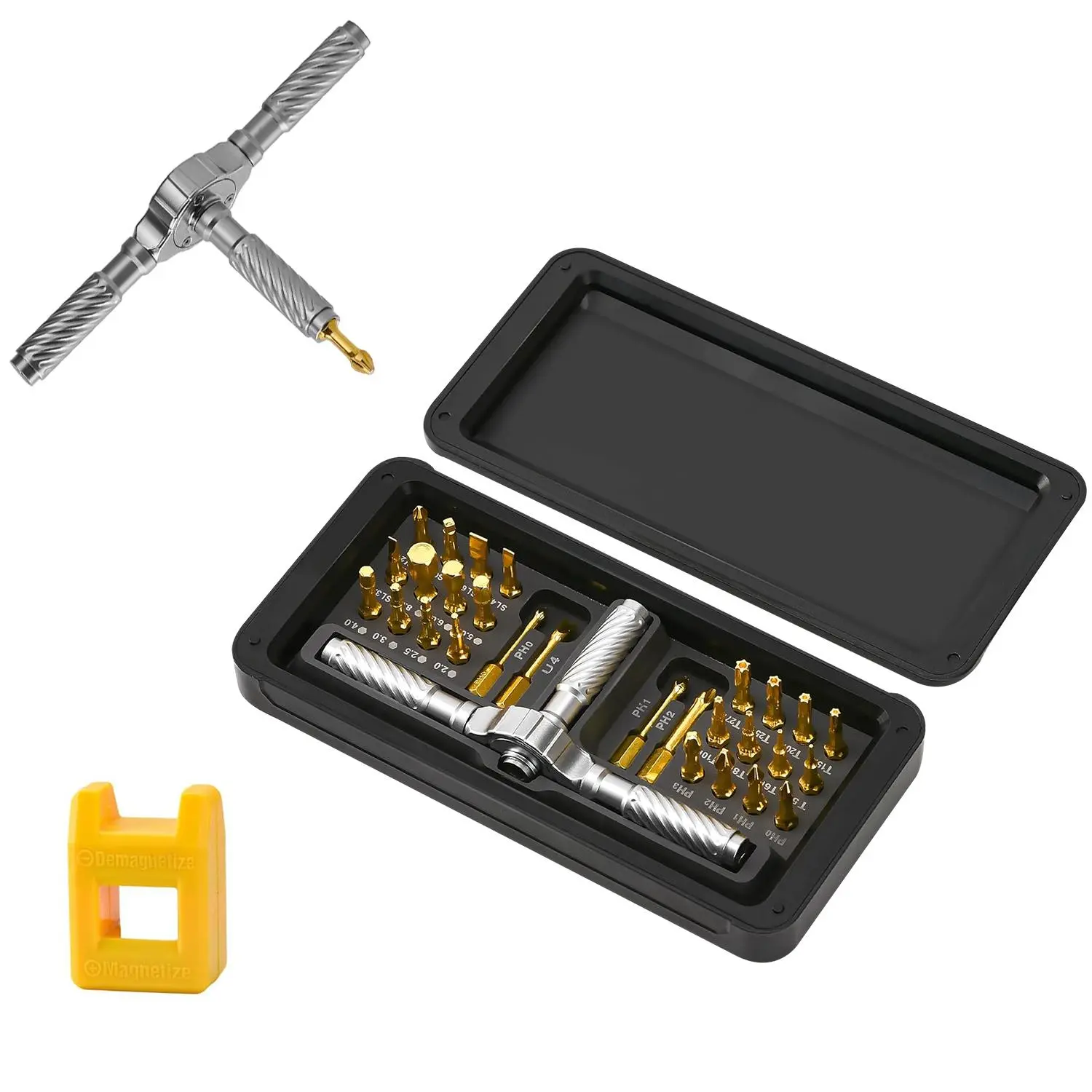 30-in-1/64-in-1 Ratchet Screwdriver Bit Set, Magnetic Screwdriver Bit Set, Flat Handle Screwdriver Bit Set for Precision Instrument/Furniture Repair, Tool, Hardware