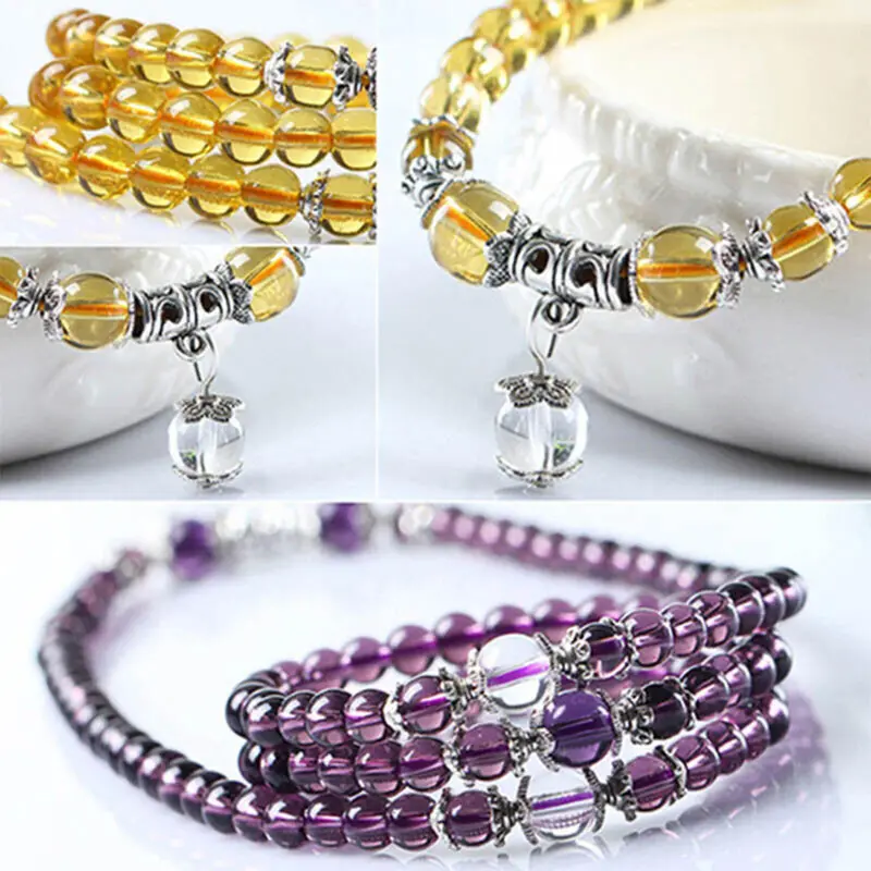 Vòng Cổ Vòng Tay Mala, Đá Pha Lê, Thạch Anh Tím Phật Giáo, 108 Hạt Cầu Nguyện, Dành Cho Phụ Nữ 5