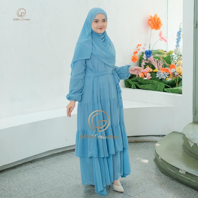 Zalwa Set Syari Gamis Set Hijab Pashmina Terbaru Dress Mewah 2