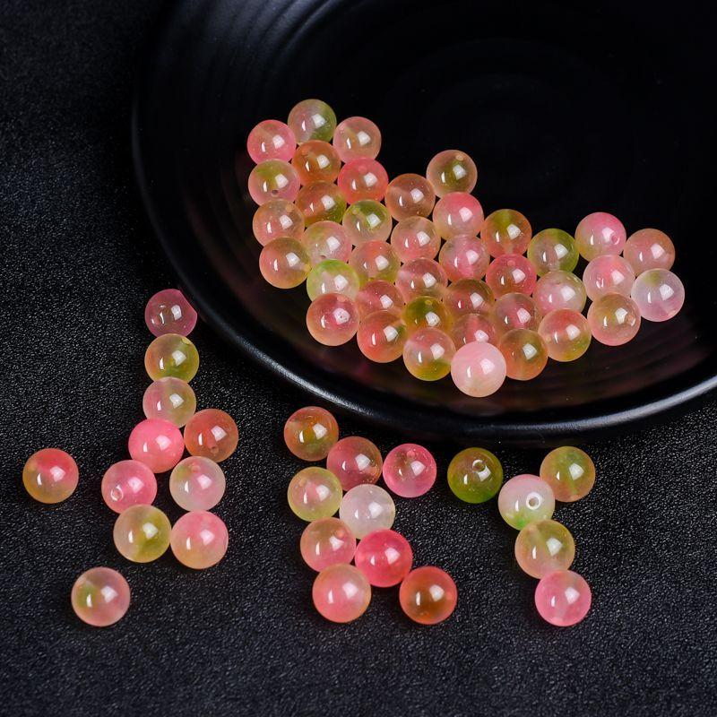 Product Introduction of Peach Tourmaline Jade Beads Agate Peach Blossom Jade Beads Round Beads DIY Handmade Bracelet Necklace Sweater Chain 7