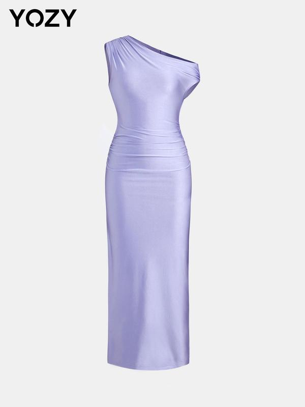 YOZY Women's Plain Split Thigh Bodycon Dress, Elegant Long Dress for Party Dating Wear, Ladies Summer Clothes 0