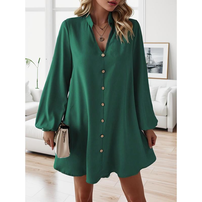Fashion Casual Solid Split Joint Buckle V Neck A Line Dresses Fashion Casual Solid Split Joint Buckle V Neck A Line Dresses