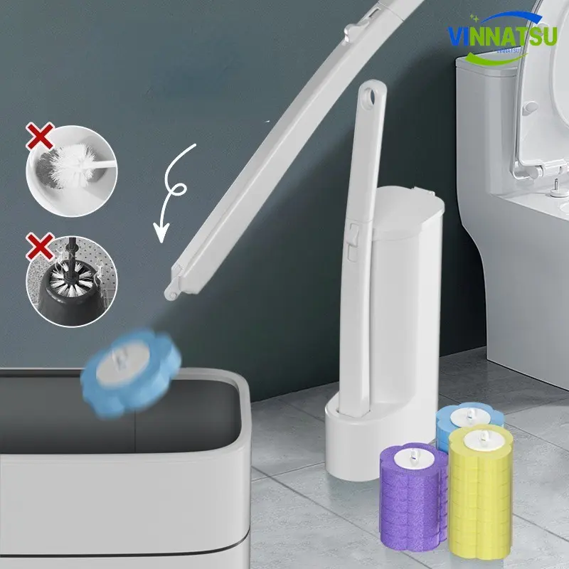 Vinnatsu Pembersih Toilet Sekali Pakai Spons Pembersih Kamar Mandi 6 Pcs Spons Isi Ulang Pembersih WC Disposable Bathroom Brush Sikat Toilet Sponge Anti Lecet 5