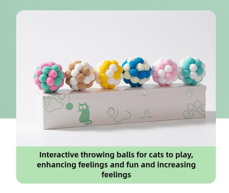 Product Introduction of Cat Toy Ball Teaser Cat Ball Cat Hair Ball Self-Entertainment Silent Ball Plush Ball Pet Toy 11