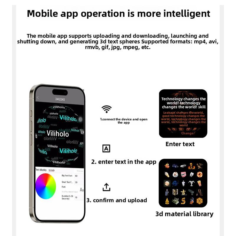 WiFi Holographic Projector 42cm 224LED, LED Chips, 3D Holographic Advertising Image Download, Hologram Reader, Logo Display