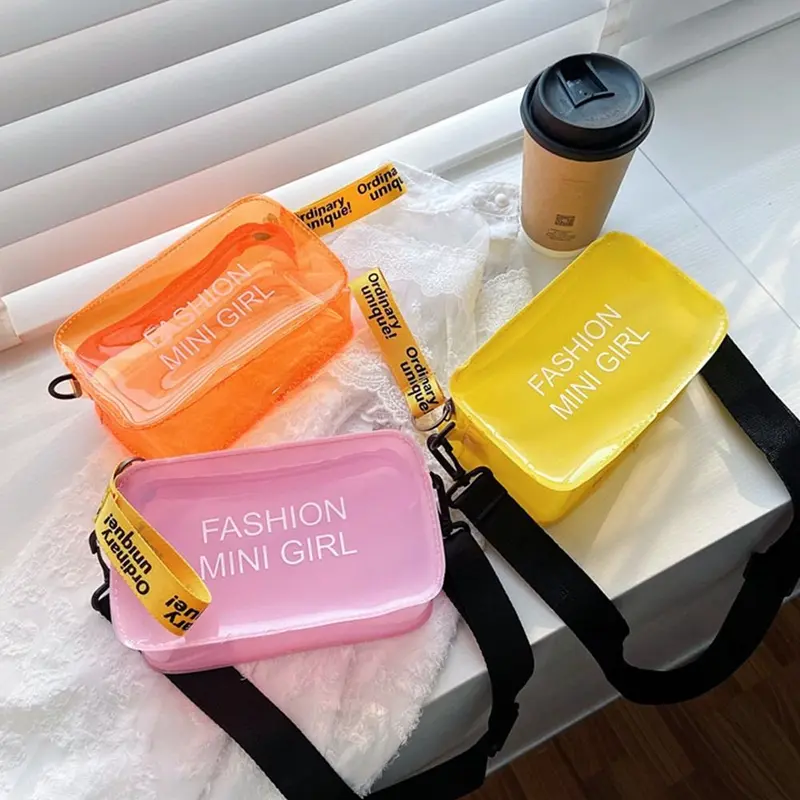 Túi Tote Nhỏ, Thời Trang, Màu Pastel Laser, Chất Liệu PVC, Túi Messenger Đeo Vai Thạch, Túi Đeo Chéo 1