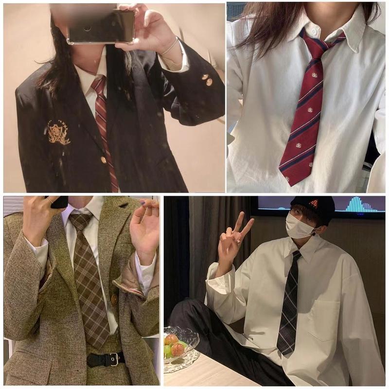 Product Introduction of New JK DK Ties Women Striped Neck Tie Girls Cute Skinny Necktie Plaid Uniform School Men Accessories 1