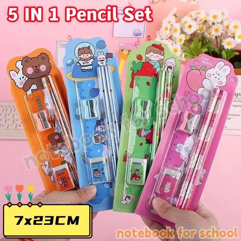 christmas 5in1 Kids Stationery Set Gift Pre-School Children Pencil Set Present For Children Christmas Gift