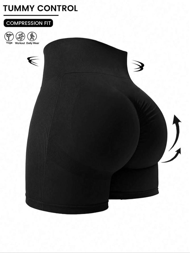 Product Introduction of Plus Size Solid Color Sports Shorts, High Stretch Butt-lifting Yoga Shorts, Ladies Sportswear for Indoor Outdoor Wear, Gymclothes 2