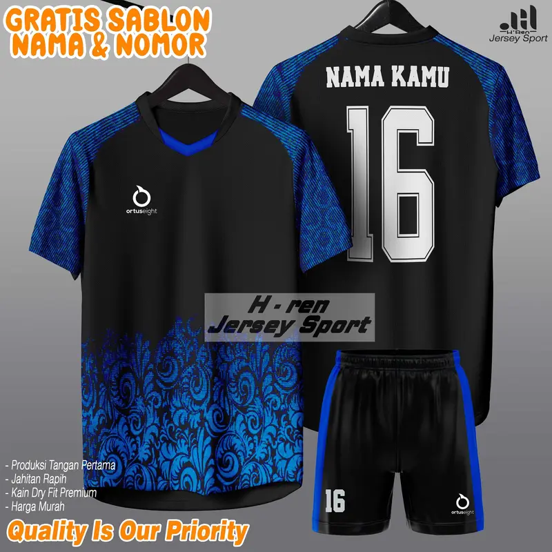 cod Setelan bola Costum Nama Nomor futsal voli baju celana dewasa jersey terbaru grade kualitas olahraga grade printing 3