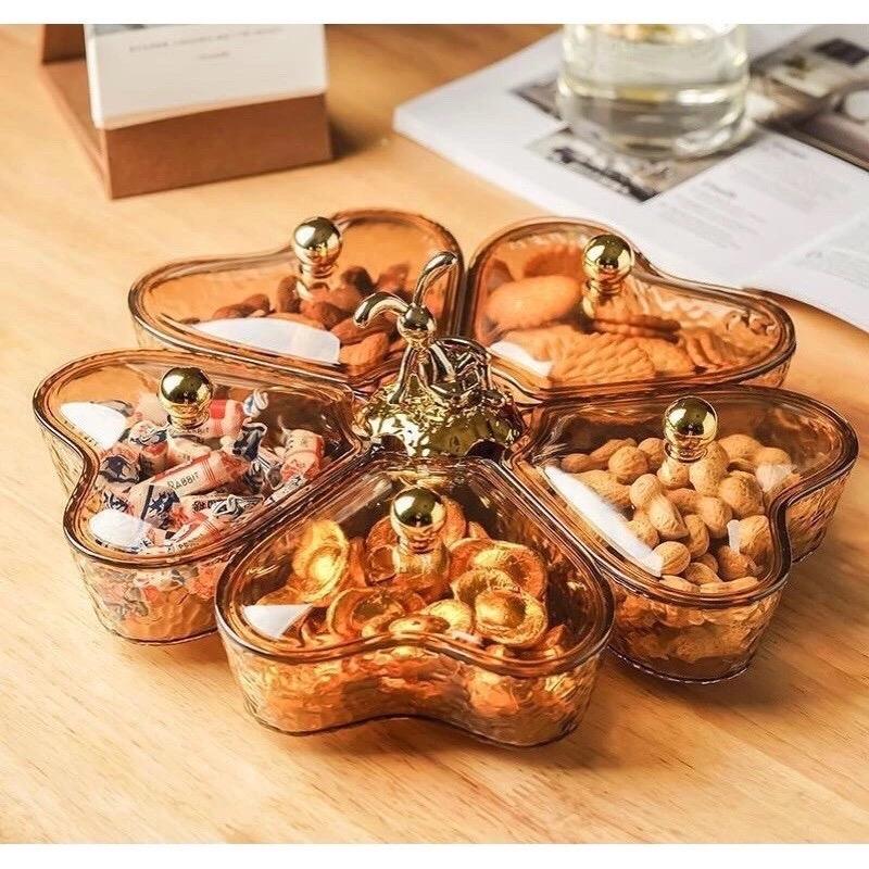 ￼Khay Đựng Mứt Tết 5 Hũ Trái Tim Chất Liệu Nhựa  Cao Cấp An Toàn Sức Khỏe Hũ Đựng Bánh Kẹo, Các Loại Hạt Ngày Tết