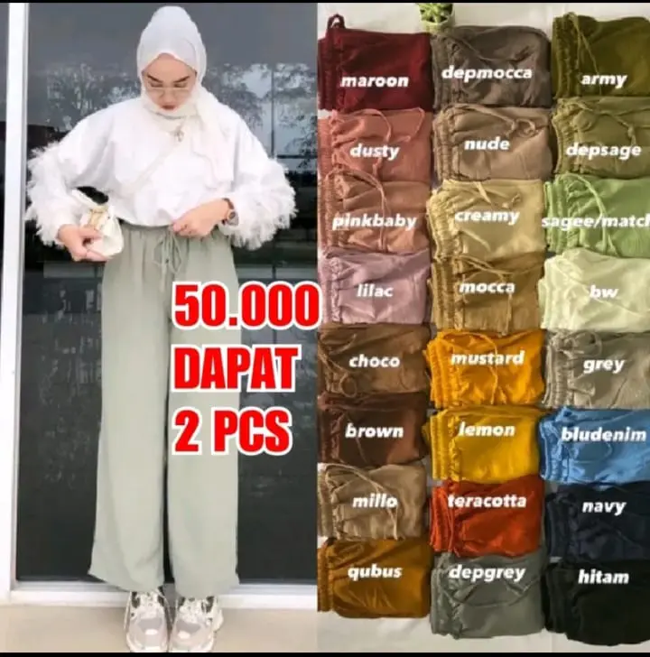 50 DAPAT 2 HW SERUT CRINCKLE Airflow Celana Kulot Crinkle Panjang Wanita