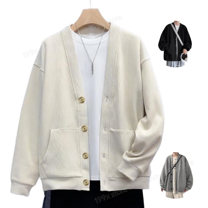 Áo Khoác Cadigan Unisex chất nỉ tăm dày dặn dễ phối đồ trẻ trung Trơn Thông thường Menswear Jacket
