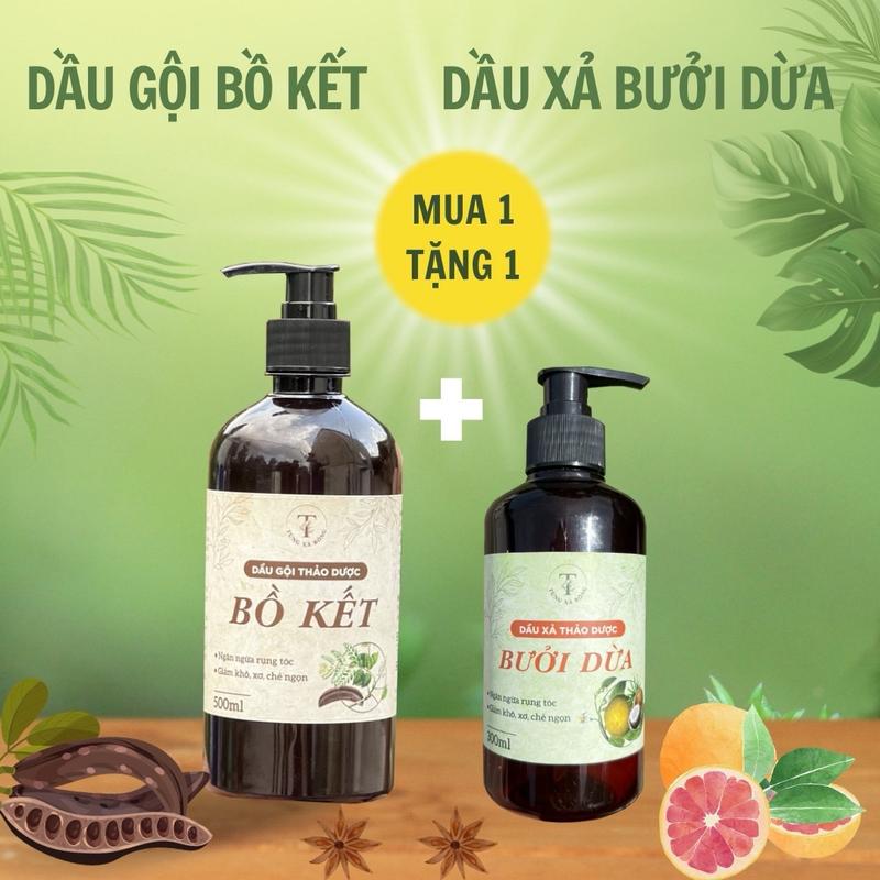 Combo Dầu gội Thảo Dược Bồ Kết 500ml + dầu Xả Bưởi Dừa Dưỡng Tóc Chăm Sóc Tóc