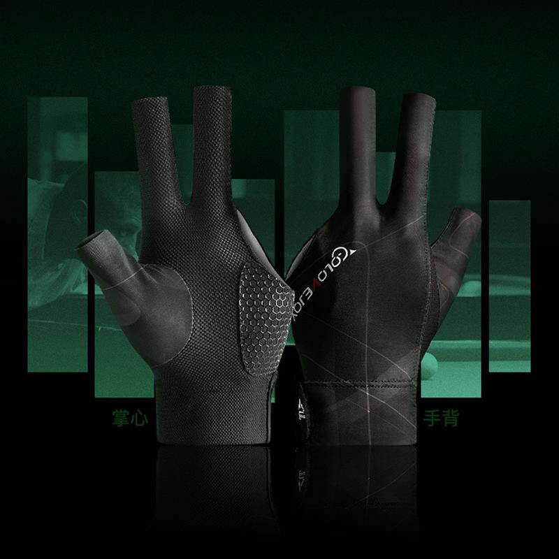 Product Introduction of Open Finger Billiard Gloves Breathable Polyester Snooker Sport Glove Adjustable Sticker Smooth Soft Lightweight Amateur Training 35