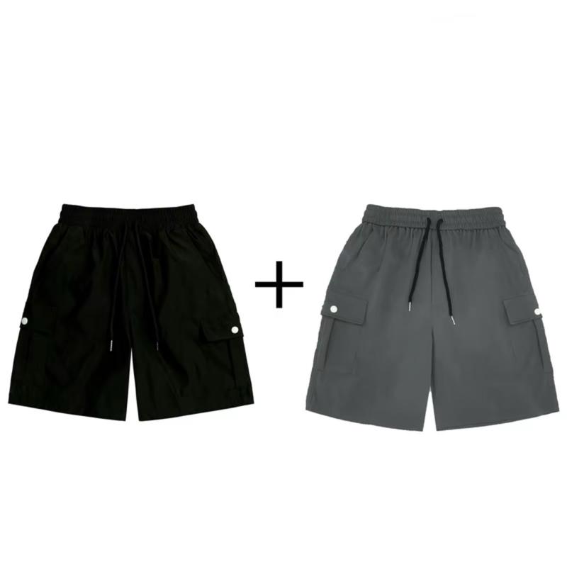 CONBO 2 QUẦN SHORT KAKI TÚI HỘP PN.STORE1993 nam nữ chất liệu kaki gió mặc thoáng mát Menswear Baggy Nhung Kem 4