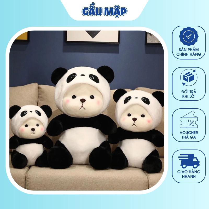 Gấu bông Lena Gấu Trúc Thú Nhồi Bông Panda Đội Mũ Dễ Thương Cute Chất Vải Mềm Mịn Cao Cấp - Gấu Mập