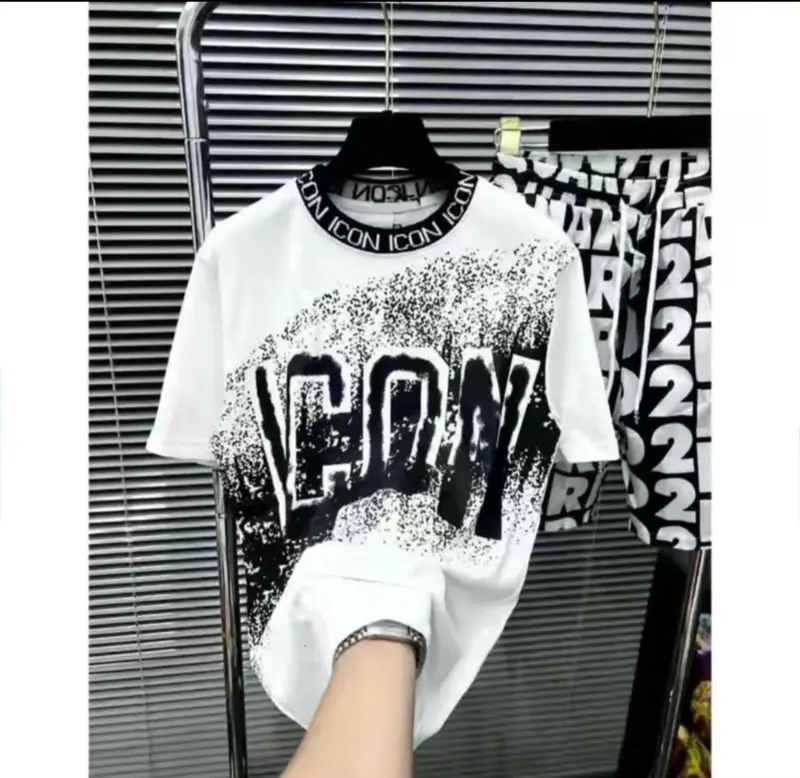Bộ Quần Áo Thun Nam Nữ Icon Cổ Tròn Ngắn Tay Mùa Hè Họa Tiết Vẩy Sơn Siêu Đẹp - Menswear Kem Tre Nhung 4