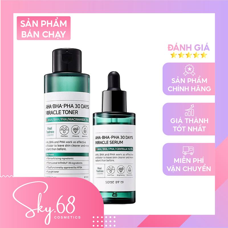 Combo 2 Sản Phẩm Some By Mi AHA-BHA-PHA 30 Days Miracle (TN + SR) Skincare