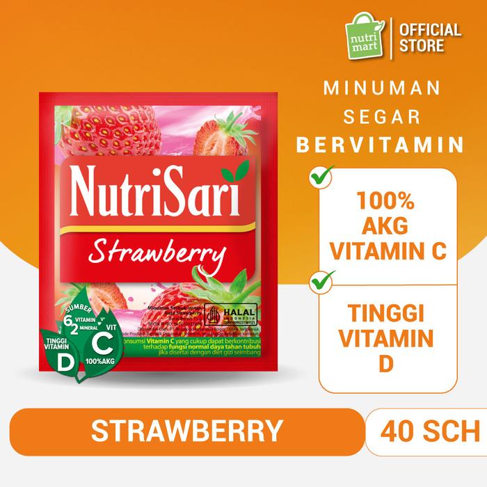 Gambar NutriSari Strawberry 40 sachet - Minuman Buah Vitamin C & Vitamin D dari Nutrimart Store Kota Administrasi Jakarta Utara Tokopedia