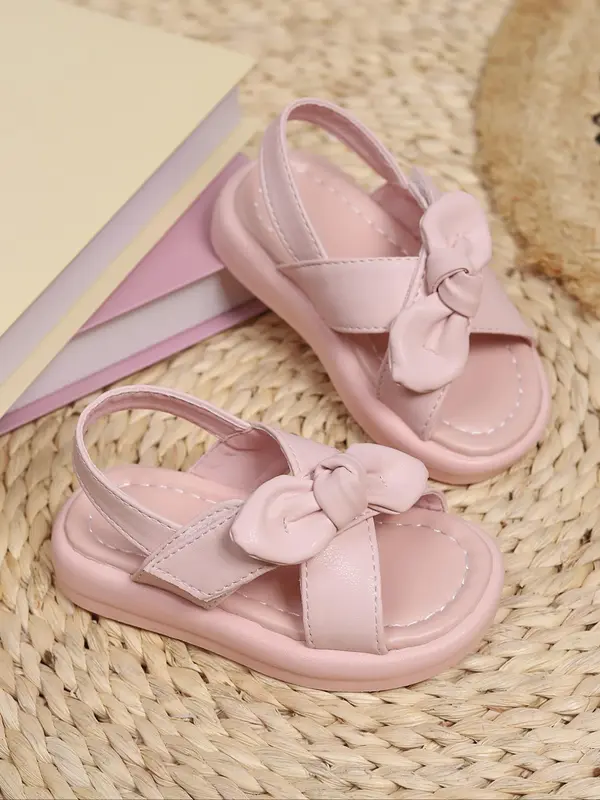 Girl's Cute Bowknot Design Slip on Sandals, Casual Comfortable Flat Sandals for Summer, Lightweight Breathable Shoes for Daily Wear 3