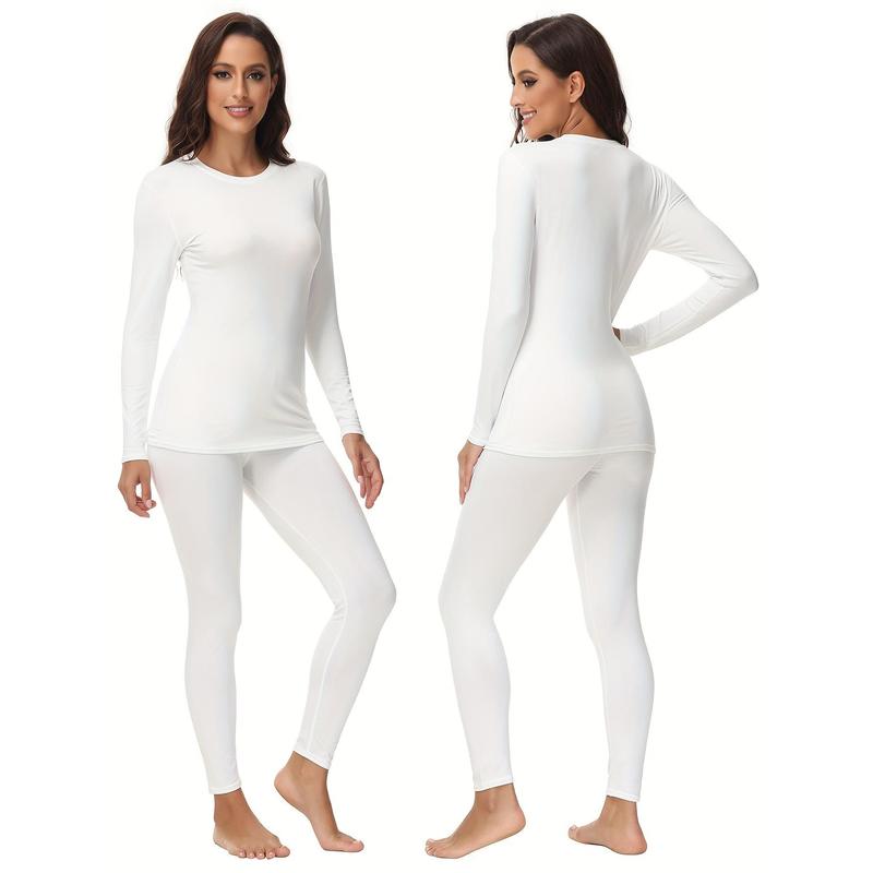 TikTok Shop Thermal Underwear Suit Women s Long Johns with Wool Lining Long Sleeve Undershirt Set Suit up and down