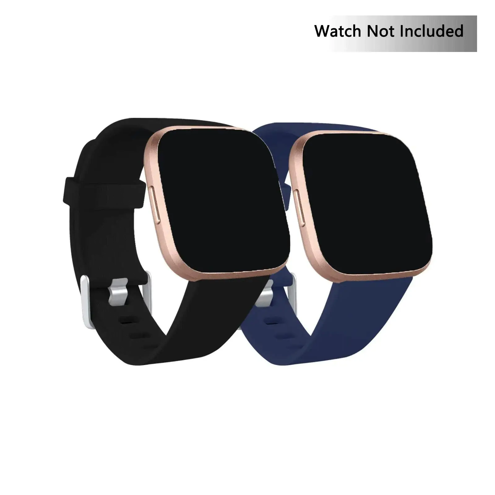 Soft Silicone Watch Band Kit (Band Only), 2 Counts Replacement Watch Band for Versa 2/Versa/Versa Lite/Versa SE, Solid Color Sports Watch Band for Men & Women