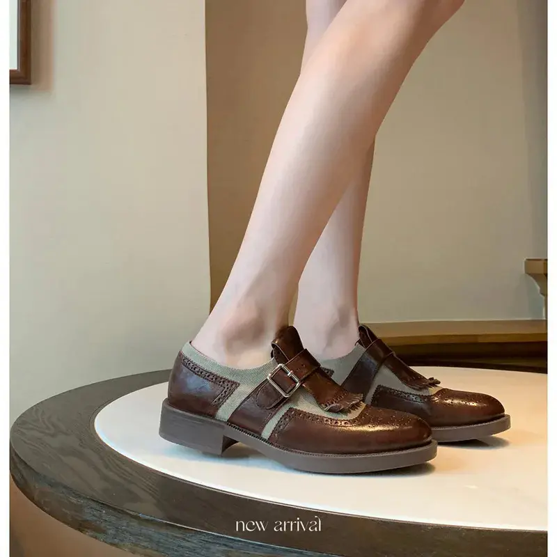 Giày Brogue cho phụ nữ, giày Oxford đế bằng cho phụ nữ, phong cách Anh Quốc, thiết kế cắt cổ điển, đế bằng, giày nữ Thường Ngày phong cách Cổ Điển giày Oxford Cổ Điển Shoes Women 1