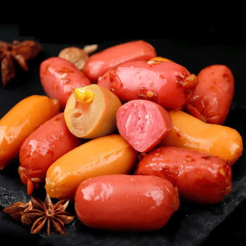 Xúc xích hun khói Gói 20g- Đồ ăn vặt Trung Quốc - Xúc xích ngô cay ăn liền, xúc xích ăn liền, XÚC XÍCH SƯỜN NON MINI 2 VIÊN 4