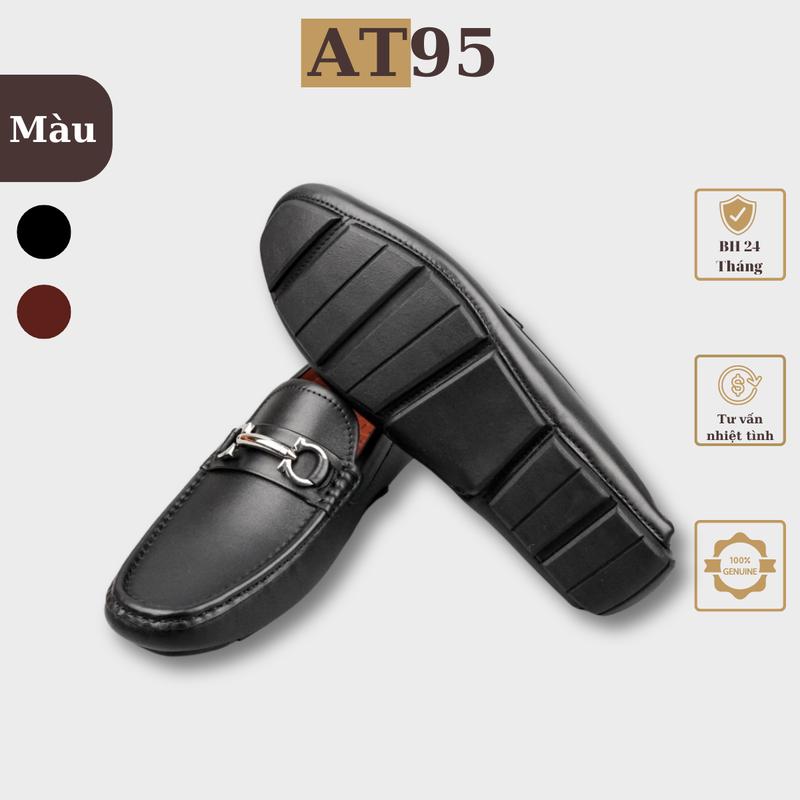 Giày lười nam đế âm có khóa thời trang da bò thật AT95 mã G03 Loafer Shoes