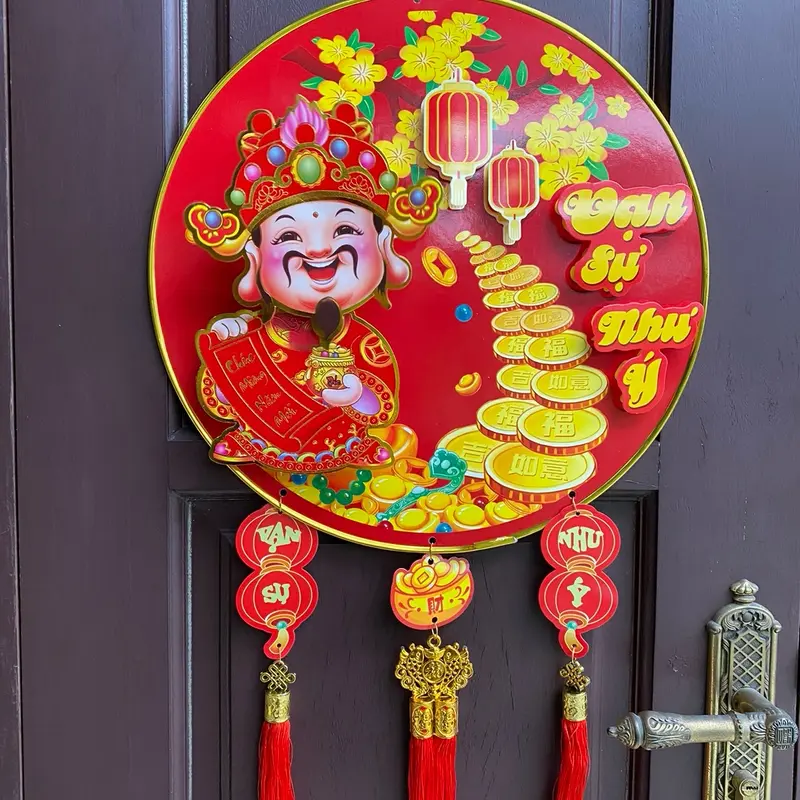 [Tặng 6 Quạt Giấy] Dải Ông Thần Tài Lắc Đầu trang trí Decor Tết 2025 Trang Trí Nhà 1