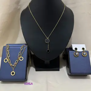 Set Kalung 2 Permata Hitam Helena Gelang Klip Romawi Cansu Anting Jazmine untuk Kondangan Loxla